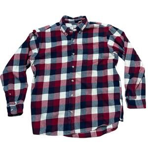 Redhead Bass Pro Shops Flannel Shirt Men's Large Tall Red Blue Cream 100% Cotton